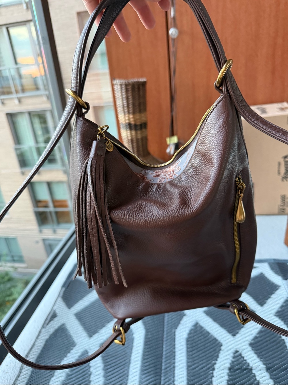Hobo Vintage Brown Leather Shoulder Bag 2in1 Backpack